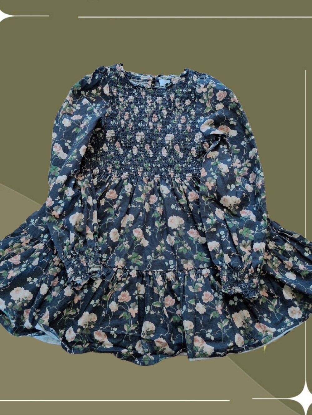 ✨ Girls Hill House Viviana Long Sleeve Nap Dress In Navy Floral Size 4/5